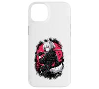 Carcasa para iPhone 14 Plus Wolf Anime Girl Samurai Katana Rosa Negro Diseño Estético