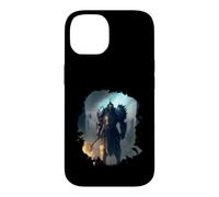 Carcasa para iPhone 14 Poderoso Caballero en Armadura con Espada de Fuego