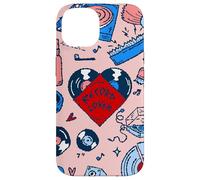 Carcasa para iPhone 14 Pop Art Record Music Lover Vintage corazón Rosa
