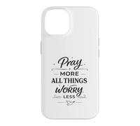 Carcasa para iPhone 14 Pray More Worry Less Christian - Versículo bíblico Inspirador