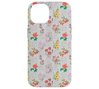 Carcasa para iPhone 14 Preppy Floral on Chinoiserie Trellis en Gris
