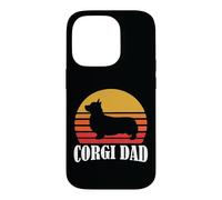 Carcasa para iPhone 14 Pro 70s Retro Vintage Sunset Pembroke Welsh Corgi Dog Dad Lover