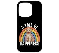 Carcasa para iPhone 14 Pro A Tail of Happiness Golden Doodle Dog Retro Rainbow