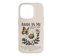 Carcasa para iPhone 14 Pro Abide In Me Juan 15:4 Biblia Cristiana Escritura Flores