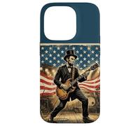 Carcasa para iPhone 14 Pro Abraham Lincoln Playing Electric Guitar 4th of July Vintage