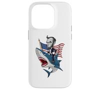 Carcasa para iPhone 14 Pro Abraham Lincoln Riding A Shark - Gráfico patriótico del 4 de Julio