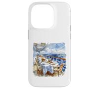 Carcasa para iPhone 14 Pro Acuarela Cubierta de Crucero Comedor Vista del Velero