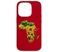 Carcasa para iPhone 14 Pro African Animal Map Juneteenth Flag Colors Pride Black Africa