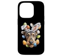 Carcasa para iPhone 14 Pro Airedale Terrier - Huevos de Conejo de Pascua con Orejas de Conejo