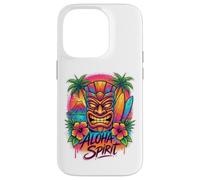 Carcasa para iPhone 14 Pro Aloha Spirit Tiki Art | Playa de Surf en Isla Tropical de Hawái