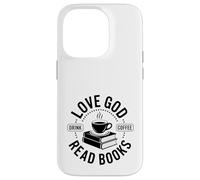 Carcasa para iPhone 14 Pro ¡Ama a Dios, Bebe café, Lee Libros!