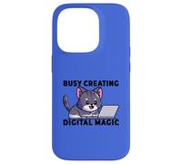 Carcasa para iPhone 14 Pro Amante de los Gatos Ocupado creando programación mágica