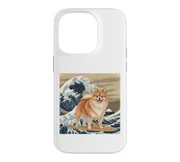 Carcasa para iPhone 14 Pro Amante de los Perros pomeranios, japoneses, Kanagawa, surfeando Olas