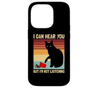 Carcasa para iPhone 14 Pro Amante del café con Forma de Gato Negro Divertido, Vintage, «No Estoy Escuchando»