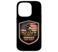 Carcasa para iPhone 14 Pro American Embrace The Dirt Bike Rider Motocross Patriot USA
