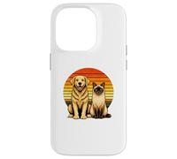 Carcasa para iPhone 14 Pro Amistad Retro de Gato siamés Golden Retriever