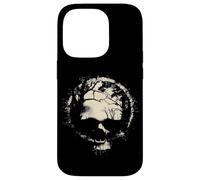 Carcasa para iPhone 14 Pro Anillo de Calavera de Bosque y Luna Surrealista Ghostly Gothic Horror Graphic