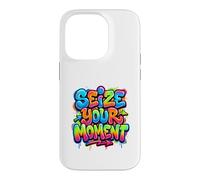 Carcasa para iPhone 14 Pro Aprovecha tu Momento Retro Estética Vibrante
