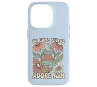 Carcasa para iPhone 14 Pro Árbol de Navidad Retro Oh Come Let Us Adore Him Floral