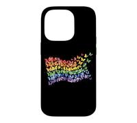 Carcasa para iPhone 14 Pro Arco Iris Bandera Mariposas Gay Orgullo Mes Arte Homosexualidad
