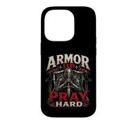 Carcasa para iPhone 14 Pro Armor Up Pray Hard Christian Warrior Knight Faith