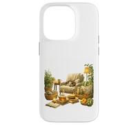 Carcasa para iPhone 14 Pro Arte de retiro de Gatos en casa Verde Acogedor