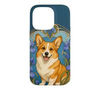 Carcasa para iPhone 14 Pro Arte Floral Art Nouveau Iris Dog Happy Corgi