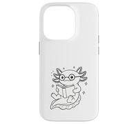Carcasa para iPhone 14 Pro Axolotl Gracioso Leyendo Libro Ratón de Biblioteca Nerd