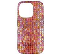 Carcasa para iPhone 14 Pro Azulejos de Mosaico de Vidrio Italiano Sicilia Rosa Naranja Preppy