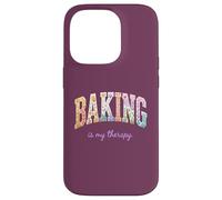 Carcasa para iPhone 14 Pro Baking is My Therapy, Divertido diseño Floral con Palabras para Amantes de la repostería