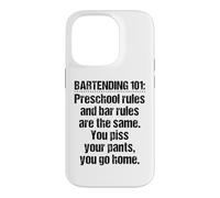 Carcasa para iPhone 14 Pro Bartender Bartending 101 - Reglas de Barra Preescolar, Color Negro