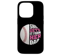 Carcasa para iPhone 14 Pro Baseball Saying She Gets It from Her Dad Funny Baseball Dad