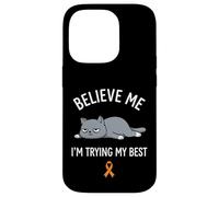 Carcasa para iPhone 14 Pro Believe Me Im Trying My Best Tired Cat Orange Awareness