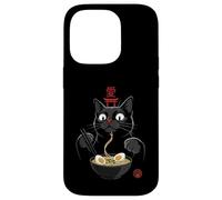 Carcasa para iPhone 14 Pro Black Cat Eating Ramen Noodles Japan Kanji Love Anime Design