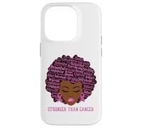 Carcasa para iPhone 14 Pro Black Women Queen Stronger Than Breast Cancer Pink Ribbon