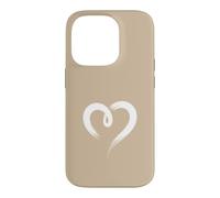 Carcasa para iPhone 14 Pro Blanco Arena Tan Mano Dibujado Corazón Lindo Estética