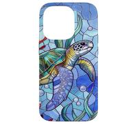 Carcasa para iPhone 14 Pro Blue Sea Turtle in Corals Mosaic Art Ocean Theme