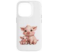 Carcasa para iPhone 14 Pro Bonito diseño de mamá cerdita y Cerdito bebé