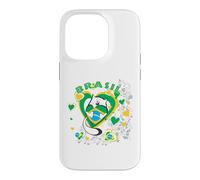 Carcasa para iPhone 14 Pro Brasil-Brasil - Corazón de Gato Lindo Amante de la Bandera de Brasil