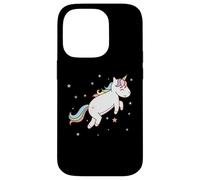 Carcasa para iPhone 14 Pro Caballo de fantasía Unicornio Saltando con Cola Colorida