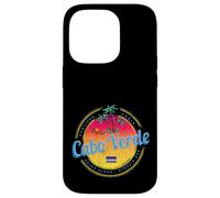 Carcasa para iPhone 14 Pro Cabo Verde Isla Puesta de Sol Retro Palmera Vintage Recuerdo