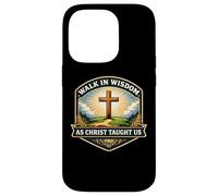 Carcasa para iPhone 14 Pro Camina En Sabiduría como Cristo Nos Enseñó Cristiano Jesús Fe Dios