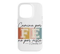 Carcasa para iPhone 14 Pro Camina por Fe Christian Español Fe Escritura Biblia Versículo