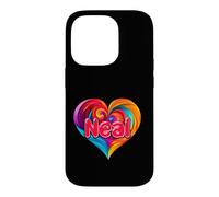 Carcasa para iPhone 14 Pro Camiseta Colorida con Nombre I Heart Love Neal