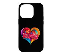 Carcasa para iPhone 14 Pro Camiseta Colorida con Nombre I Heart Love Rudy