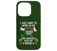 Carcasa para iPhone 14 Pro Camiseta con Texto en inglés I Just Want to Work in My Garden para Salir con Perros