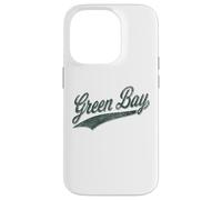 Carcasa para iPhone 14 Pro Camiseta Deportiva clásica con Texto en inglés Green Bay Wisconsin Varsity Script