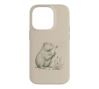 Carcasa para iPhone 14 Pro Capybara Lovers Soplando Diente de León Naturaleza Cottagecore Gráfico