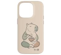 Carcasa para iPhone 14 Pro Capybara Peaceful Zen Ramen Noodle Minimalista Sabi WABI