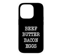 Carcasa para iPhone 14 Pro Carnívoro Carne de Vaca Mantequilla beicon Huevos Comer Carne Dieta Keto